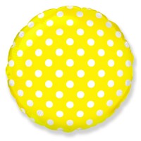 Шар с гелием фольга Круг Горошек Желтый 18”