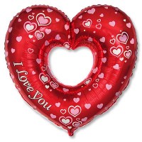 Шар с гелием фольга Сердце I Love You