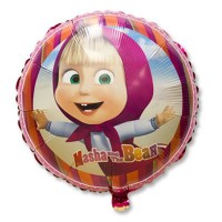 Шар с гелием фольга Круг Маша и Медведь 18”